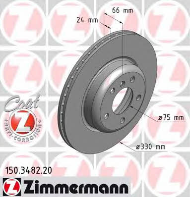 Otto Zimmermann 150.3482.20 Тормозной диск передний вентилируемый 150348220: Отличная цена - Купить в Польше на 2407.PL!