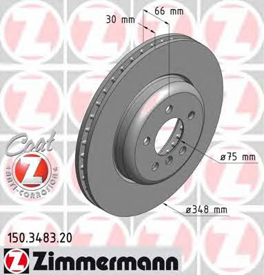 Otto Zimmermann 150.3483.20 Front brake disc ventilated 150348320: Buy near me at 2407.PL in Poland at an Affordable price!