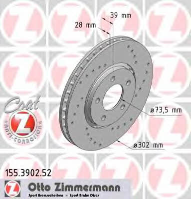 Otto Zimmermann 155.3902.52 Wentylowana przednia tarcza hamulcowa 155390252: Dobra cena w Polsce na 2407.PL - Kup Teraz!