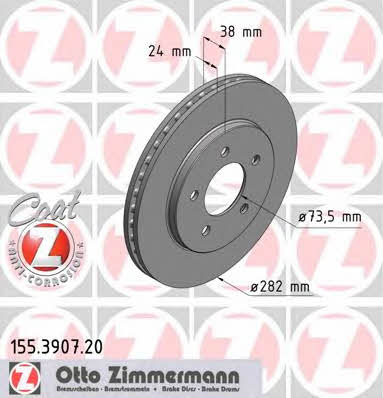 Otto Zimmermann 155.3907.20 Тормозной диск передний вентилируемый 155390720: Купить в Польше - Отличная цена на 2407.PL!
