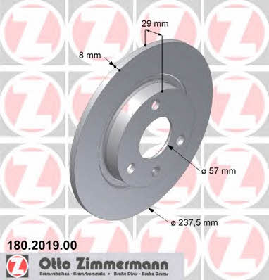 Otto Zimmermann 180.2019.00 Диск гальмівний передній невентильований 180201900: Приваблива ціна - Купити у Польщі на 2407.PL!