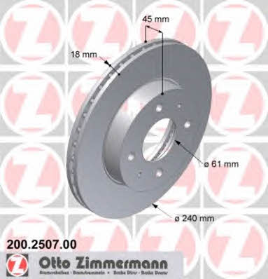 Otto Zimmermann 200.2507.00 Тормозной диск передний вентилируемый 200250700: Отличная цена - Купить в Польше на 2407.PL!