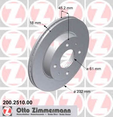 Otto Zimmermann 200.2510.00 Brake disc 200251000: Buy near me in Poland at 2407.PL - Good price!