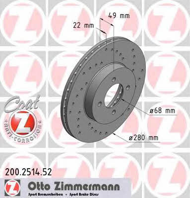 Otto Zimmermann 200.2514.52 Front brake disc ventilated 200251452: Buy near me in Poland at 2407.PL - Good price!