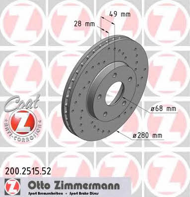 Otto Zimmermann 200.2515.52 Диск тормозной 200251552: Отличная цена - Купить в Польше на 2407.PL!