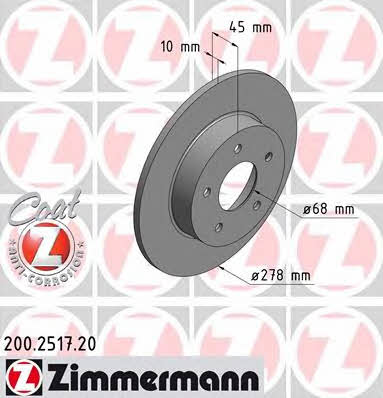 Otto Zimmermann 200.2517.20 Тормозной диск задний невентилируемый 200251720: Отличная цена - Купить в Польше на 2407.PL!