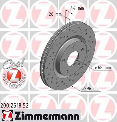 Otto Zimmermann 200.2518.52 Front brake disc ventilated 200251852: Buy near me at 2407.PL in Poland at an Affordable price!