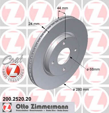 Otto Zimmermann 200.2520.20 Диск гальмівний передній вентильований 200252020: Приваблива ціна - Купити у Польщі на 2407.PL!