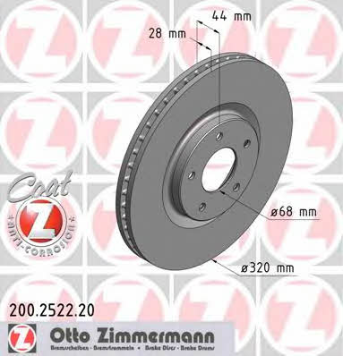 Otto Zimmermann 200.2522.20 Wentylowana przednia tarcza hamulcowa 200252220: Dobra cena w Polsce na 2407.PL - Kup Teraz!