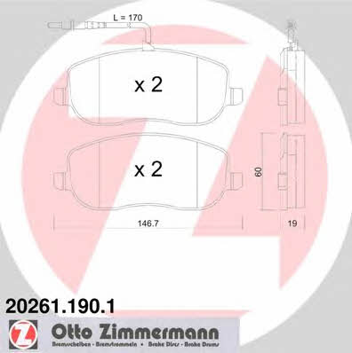 Otto Zimmermann 20261.190.1 Brake Pad Set, disc brake 202611901: Buy near me in Poland at 2407.PL - Good price!