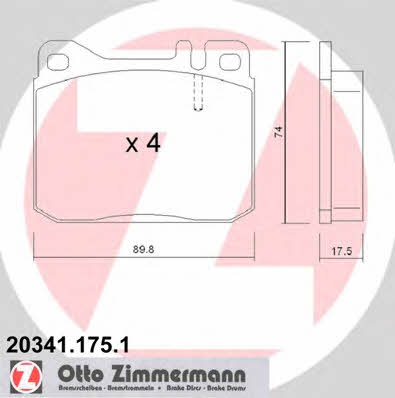 Otto Zimmermann 20341.175.1 Тормозные колодки дисковые, комплект 203411751: Отличная цена - Купить в Польше на 2407.PL!
