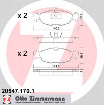 Otto Zimmermann 20547.170.1 Тормозные колодки дисковые, комплект 205471701: Отличная цена - Купить в Польше на 2407.PL!