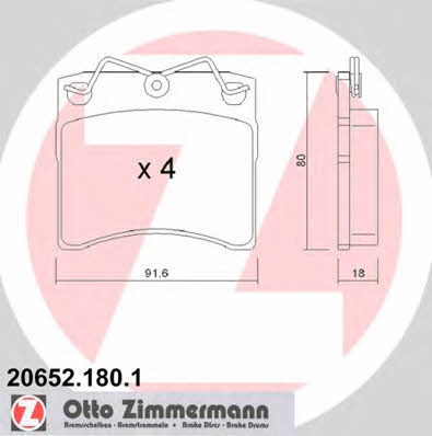 Otto Zimmermann 20652.180.1 Тормозные колодки дисковые, комплект 206521801: Купить в Польше - Отличная цена на 2407.PL!