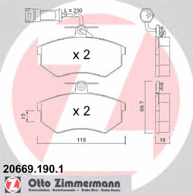 Otto Zimmermann 20669.190.1 Тормозные колодки дисковые, комплект 206691901: Отличная цена - Купить в Польше на 2407.PL!