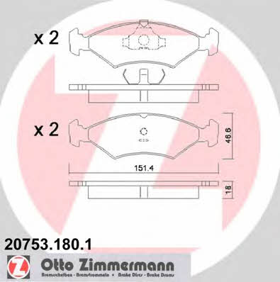 Otto Zimmermann 20753.180.1 Тормозные колодки дисковые, комплект 207531801: Купить в Польше - Отличная цена на 2407.PL!