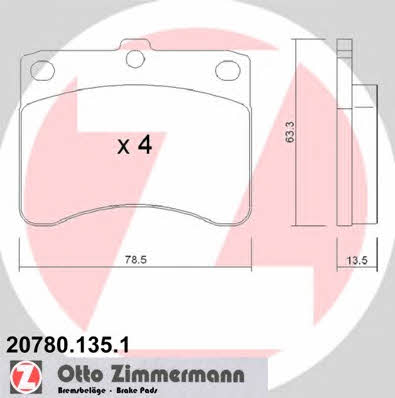 Otto Zimmermann 20780.135.1 Тормозные колодки дисковые, комплект 207801351: Отличная цена - Купить в Польше на 2407.PL!