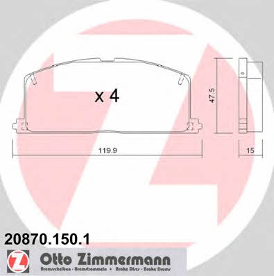 Otto Zimmermann 20870.150.1 Тормозные колодки дисковые, комплект 208701501: Отличная цена - Купить в Польше на 2407.PL!