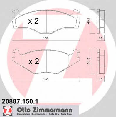 Otto Zimmermann 20887.150.1 Тормозные колодки дисковые, комплект 208871501: Отличная цена - Купить в Польше на 2407.PL!