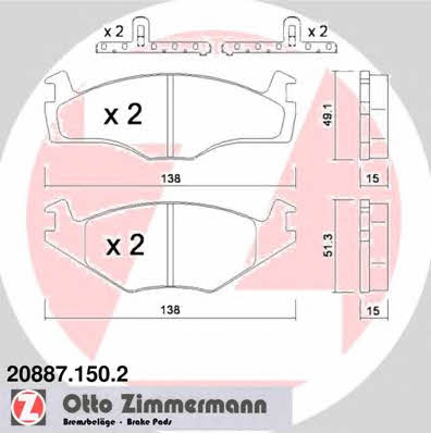 Otto Zimmermann 20887.150.2 Тормозные колодки дисковые, комплект 208871502: Отличная цена - Купить в Польше на 2407.PL!