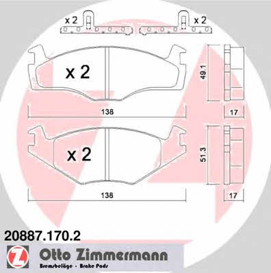 Otto Zimmermann 20887.170.2 Тормозные колодки дисковые, комплект 208871702: Отличная цена - Купить в Польше на 2407.PL!