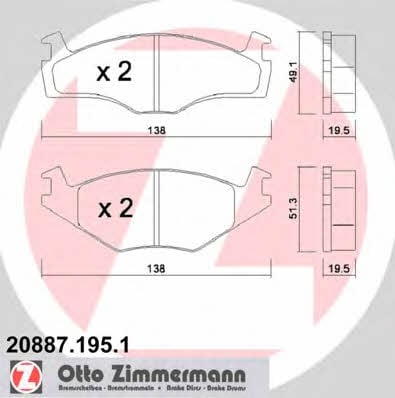 Otto Zimmermann 20887.195.1 Brake Pad Set, disc brake 208871951: Buy near me at 2407.PL in Poland at an Affordable price!