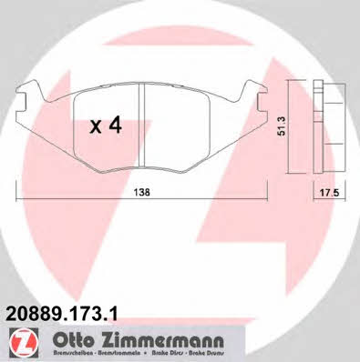 Otto Zimmermann 20889.173.1 Scheibenbremsbeläge, Set 208891731: Kaufen Sie zu einem guten Preis in Polen bei 2407.PL!