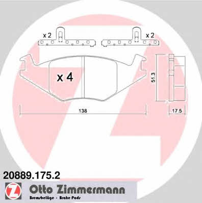 Otto Zimmermann 20889.175.2 Гальмівні колодки, комплект 208891752: Приваблива ціна - Купити у Польщі на 2407.PL!