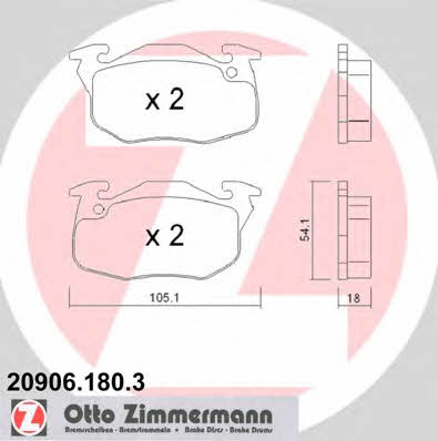 Otto Zimmermann 20906.180.3 Тормозные колодки дисковые, комплект 209061803: Отличная цена - Купить в Польше на 2407.PL!