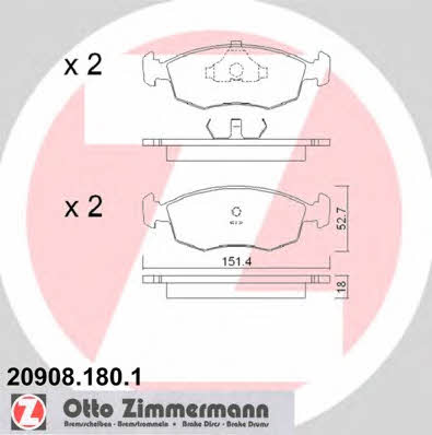 Otto Zimmermann 20908.180.1 Brake Pad Set, disc brake 209081801: Buy near me in Poland at 2407.PL - Good price!
