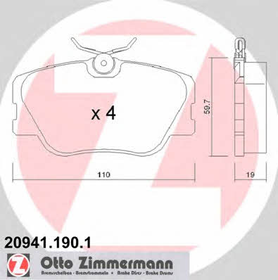 Otto Zimmermann 20941.190.1 Тормозные колодки дисковые, комплект 209411901: Отличная цена - Купить в Польше на 2407.PL!