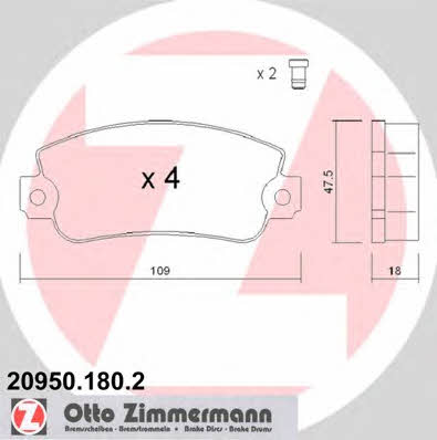 Otto Zimmermann 20950.180.2 Тормозные колодки дисковые, комплект 209501802: Отличная цена - Купить в Польше на 2407.PL!