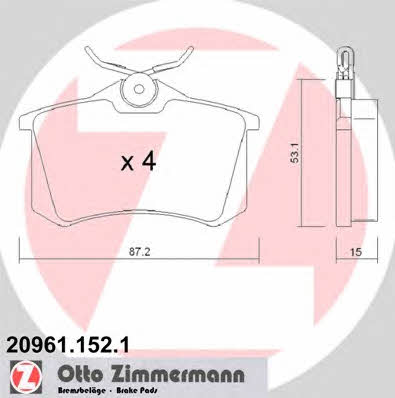 Otto Zimmermann 20961.152.1 Тормозные колодки дисковые, комплект 209611521: Отличная цена - Купить в Польше на 2407.PL!