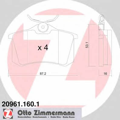 Otto Zimmermann 20961.160.1 Scheibenbremsbeläge hinten eingestellt 209611601: Kaufen Sie zu einem guten Preis in Polen bei 2407.PL!