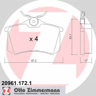 Otto Zimmermann 20961.172.1 Гальмівні колодки, комплект 209611721: Приваблива ціна - Купити у Польщі на 2407.PL!