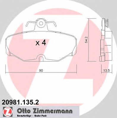 Otto Zimmermann 20981.135.2 Тормозные колодки дисковые, комплект 209811352: Отличная цена - Купить в Польше на 2407.PL!