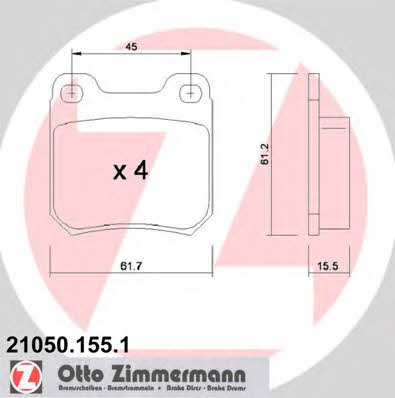Otto Zimmermann 21050.155.1 Тормозные колодки дисковые, комплект 210501551: Отличная цена - Купить в Польше на 2407.PL!