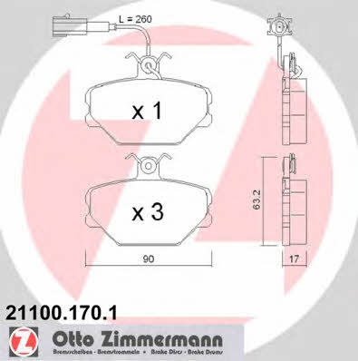 Otto Zimmermann 21100.170.1 Тормозные колодки дисковые, комплект 211001701: Отличная цена - Купить в Польше на 2407.PL!
