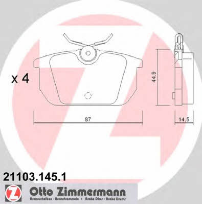 Otto Zimmermann 21103.145.1 Тормозные колодки дисковые, комплект 211031451: Отличная цена - Купить в Польше на 2407.PL!