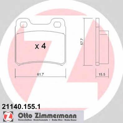 Otto Zimmermann 21140.155.1 Brake Pad Set, disc brake 211401551: Buy near me at 2407.PL in Poland at an Affordable price!