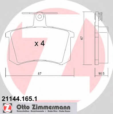 Otto Zimmermann 21144.165.1 Brake Pad Set, disc brake 211441651: Buy near me in Poland at 2407.PL - Good price!