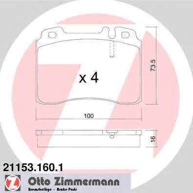 Otto Zimmermann 21153.160.1 Brake Pad Set, disc brake 211531601: Buy near me in Poland at 2407.PL - Good price!