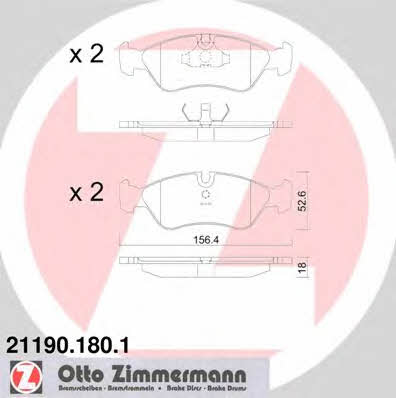 Otto Zimmermann 21190.180.1 Тормозные колодки дисковые, комплект 211901801: Отличная цена - Купить в Польше на 2407.PL!