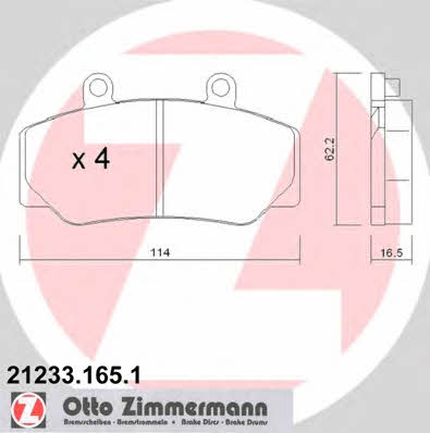 Otto Zimmermann 21233.165.1 Тормозные колодки дисковые, комплект 212331651: Отличная цена - Купить в Польше на 2407.PL!