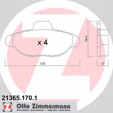 Otto Zimmermann 21365.170.1 Тормозные колодки дисковые, комплект 213651701: Отличная цена - Купить в Польше на 2407.PL!
