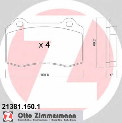 Otto Zimmermann 21381.150.1 Тормозные колодки дисковые, комплект 213811501: Отличная цена - Купить в Польше на 2407.PL!