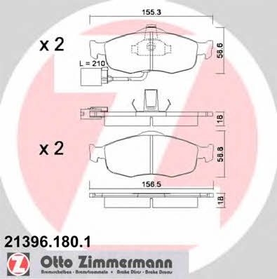 Otto Zimmermann 21396.180.1 Тормозные колодки дисковые, комплект 213961801: Отличная цена - Купить в Польше на 2407.PL!