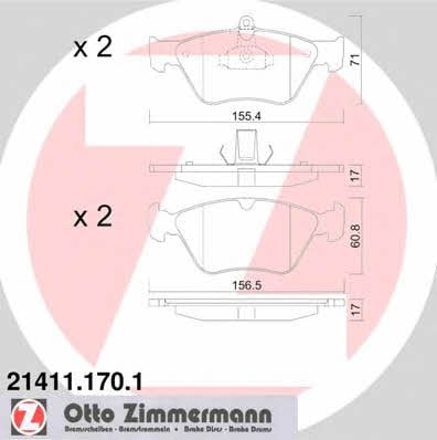 Otto Zimmermann 21411.170.1 Brake Pad Set, disc brake 214111701: Buy near me in Poland at 2407.PL - Good price!
