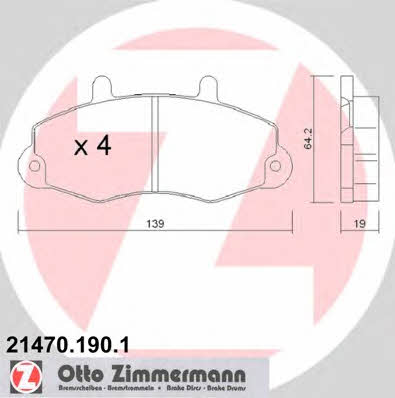 Otto Zimmermann 21470.190.1 Тормозные колодки дисковые, комплект 214701901: Отличная цена - Купить в Польше на 2407.PL!