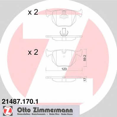 Otto Zimmermann 21487.170.1 Тормозные колодки дисковые, комплект 214871701: Отличная цена - Купить в Польше на 2407.PL!