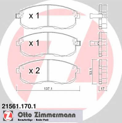 Otto Zimmermann 21561.170.1 Brake Pad Set, disc brake 215611701: Buy near me in Poland at 2407.PL - Good price!